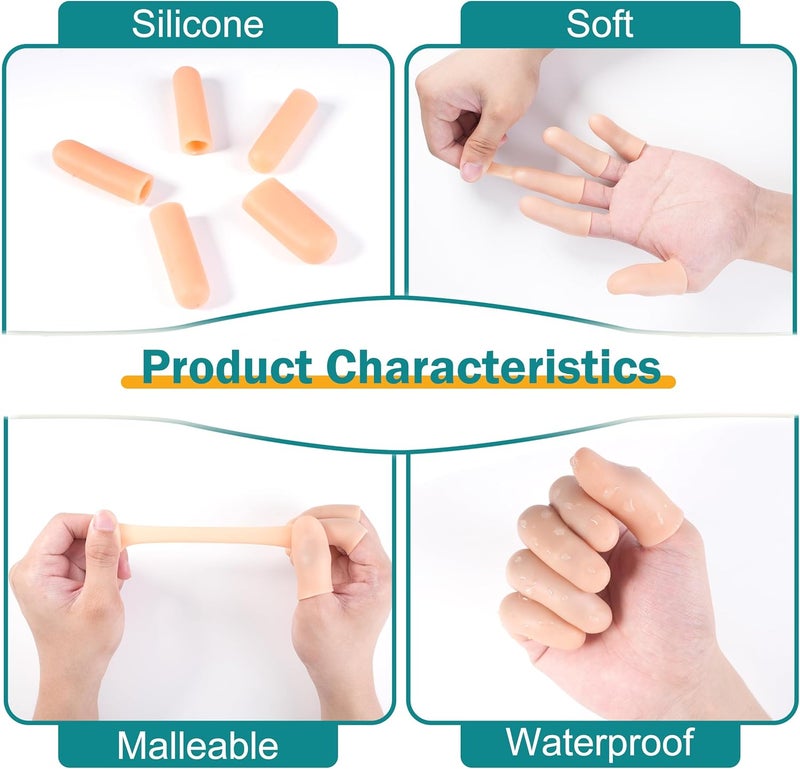 MoHern 30 Pcs Gel Finger Cots, 2 Sizes Thumb Protector, Soft Finger Covers for Cuts, Fingertip Protector for Embroidery, Cutting, Hands Cracking, Corns, Blisters, and Calluses Protect, Nude - Image 4